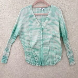 hashtag in trend tie dye green v neck long sleeve sweater top Size M New